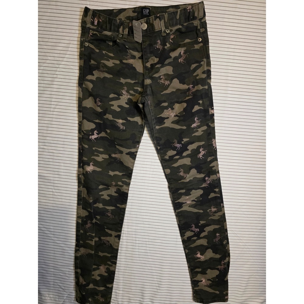 1350 Gap Kids Girls Camo Unicorn Metallic Super Skinny Jeans Size 16 Regular